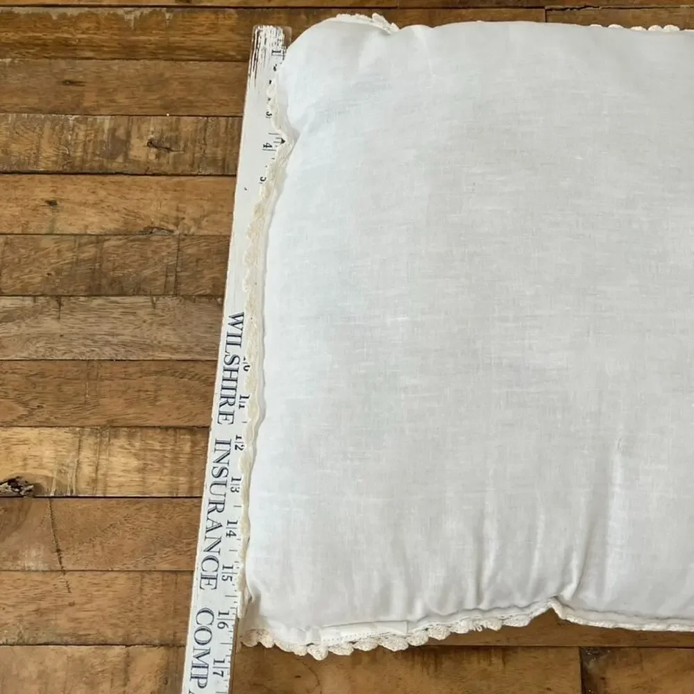 Ivory Cotton Crochet Square Decorative Pillow 15 x 15